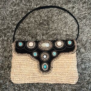 Skemo Beaded Tan and Black Women's Bag